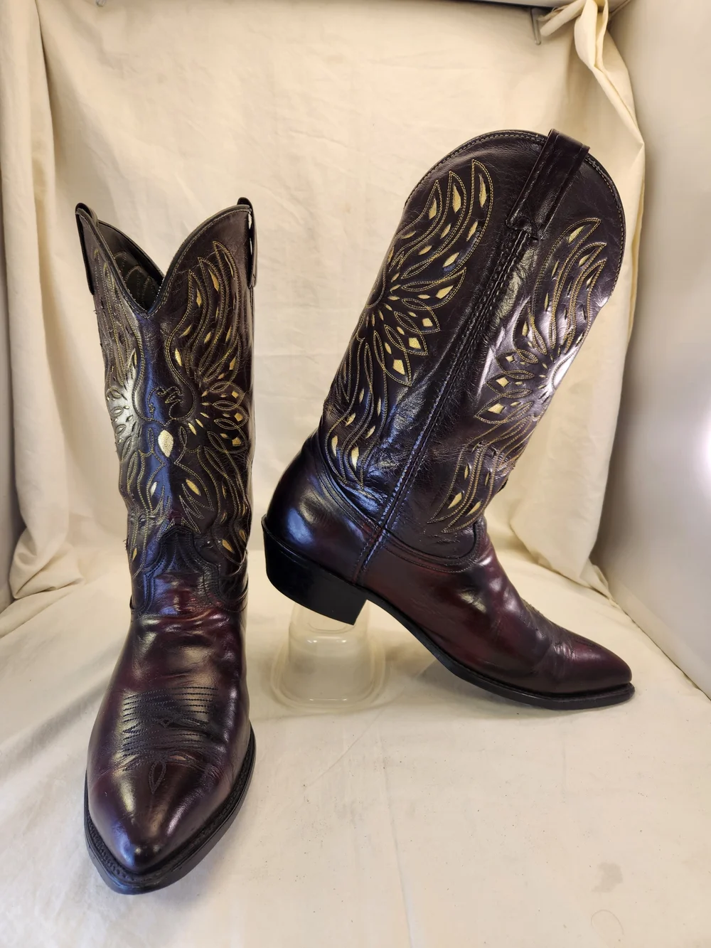 Acme VTG 1980’s Thunderbird EAGLE Inlay BLACK CHERRY Rockabilly Boots Men’s 13 D